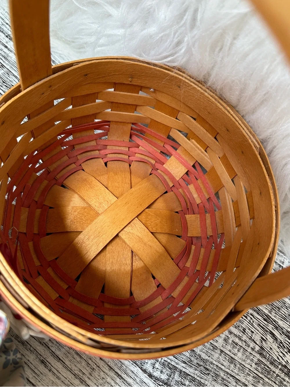 Longaberger 1998 Happy Mother’s Day Basket w/ Floral Fabric Liner & Tie On